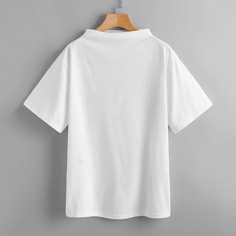 Однотонная футболка с короктим рукавом Shein