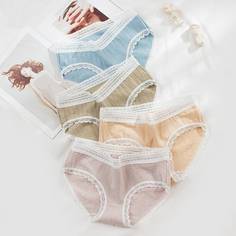 4 пакета трусики с кружевной отделкой для девочек Shein