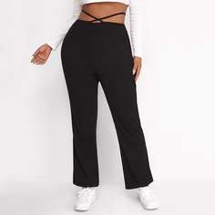 Крестовый дизайн Одноцветный Повседневный Брюки размер плюс Shein