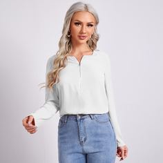 Однотонный топ на молнии Shein