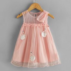 с вышивкой Очаровательный Платья для девочек Shein