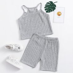 Майка и велошорты для девочек Shein