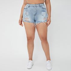 Рваные джинсовые шорты размера плюс Shein