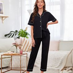 Пижама с лацканами Shein