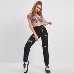 Карман Одноцветный Джинсы Shein