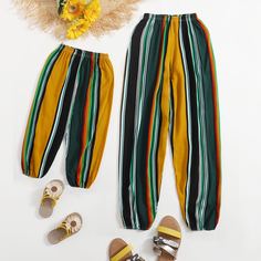 Контрастный Повседневный Брюки Shein