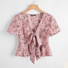 С оборками Со цветочками Бохо Женские топы Shein