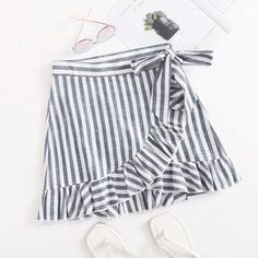 Юбка в полоску с запахом Shein