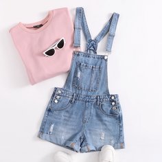Рваные джинсовые шорты с карманом Shein