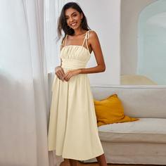 узел Одноцветный Повседневный Платье Shein