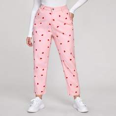 на пуговицах Сердечко Джинсы размер плюс Shein