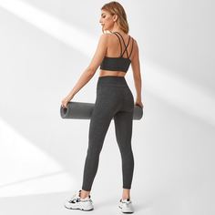 крест на крест Одноцветный Спортивный комплектный костюм Shein
