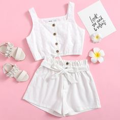 Пояс Ровный цвет Бохо Комплекты для девочек Shein
