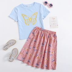Юбка и топ с принтом тай дай для девочек Shein