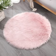 Однотонный круглый плюшевый коврик Shein