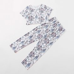 Пижама с цветочным принтом для девочек Shein