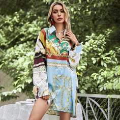 Пуговица Животный Бохо Блузы Shein
