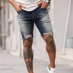 Карман Мужские джинсовые шорты Shein