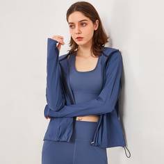 на кулиске Одноцветный Спортивные куртки Shein