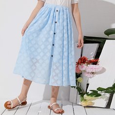 Юбка с жаккардовым узором и пуговицами для девочек Shein