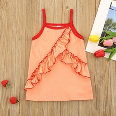 Платье на бретельках с оборкой для девочек Shein