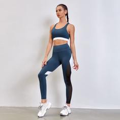 Спортивный бюстгальтер и контрастные леггинсы Shein