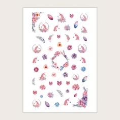 1 лист Наклейка для ногтей с цветочным узором Shein