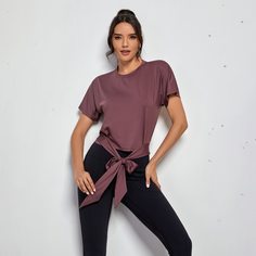 узел Одноцветный Спортивные футболки Shein