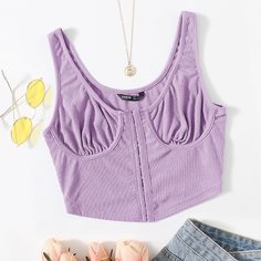 Топ жилета с крючками и проушинами спереди Shein