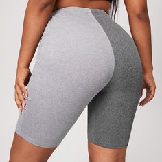 Двухцветные спортивные шорты размера плюс Shein