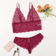Комплект нижнего белья с кружевом размера плюс Shein
