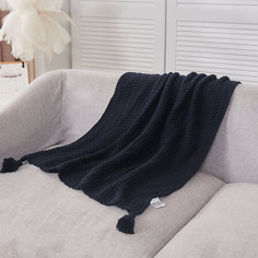Однотонное вязаное одеяло с бахромой Shein