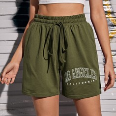 на кулиске буква Повседневный Шорты Shein
