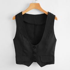 Однобортный кроп жилет-пиджак Shein