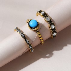 3шт кольцо со стразами Shein