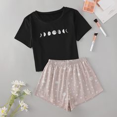 Пижама с принтом Shein