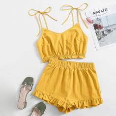 Шорты и топ с узлом на бретелях Shein