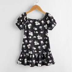 Платье с цветочным принтом для девочек Shein