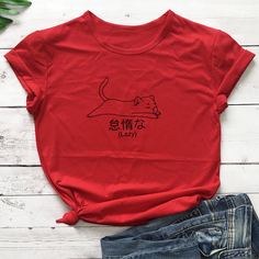 С карикатурой Повседневный Футболки Shein