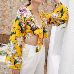 Короткий топ с цветочным принтом Shein
