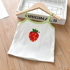 Майка с принтом клубники для девочек Shein