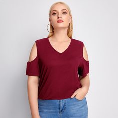 Однотонная футболка размера плюс Shein