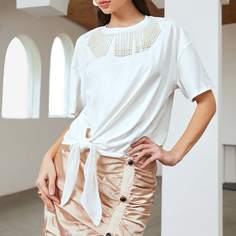 Топ с жемчугом и узлом Shein