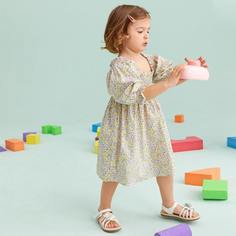 Оборка цветочный Повседневный Платья для девочек Shein