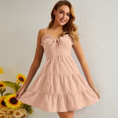 Платье на бретелях с узлом Shein
