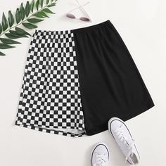 Клетка Повседневный Шорты размер плюс Shein