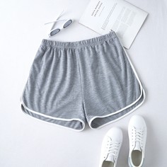 Контрастная отделка Спортивный Шорты размер плюс Shein