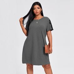 Контрастные кружева Контрастный цвет Повседневный Платья размер плюс Shein