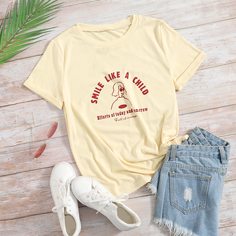 Лозунг Повседневный Футболки Shein