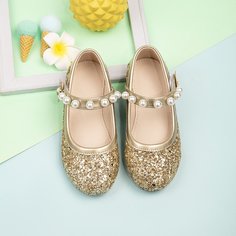 Мэри-Джейнс блестящий Одноцветный Детские балетки Shein